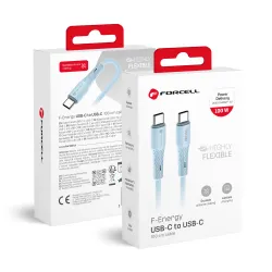 Kabel USB-C do USB-C Forcell F-Energy QC4.0 PD 5A 100W Silicone 1 m C347 niebieski