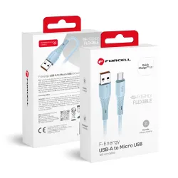 Kabel USB-A do Micro USB Forcell F-Energy QC3.0 2,4A 18W Silicone 1 m C341 niebieski