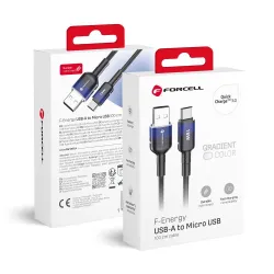 Kabel USB-A do Micro USB Forcell F-Energy QC3.0 2,4A 18W Gradient 1 m C351 czarny