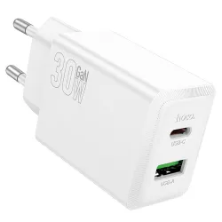 Ładowarka sieciowa do telefonu Hoco USB A + USB C QC3.0 PD AFC 3A 30W N71 biała