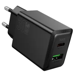 Ładowarka sieciowa do telefonu Hoco USB A + USB C QC3.0 PD AFC 3A 30W N71 czarna