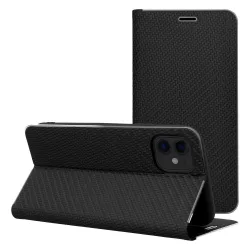 Etui z klapką na iPhone 17 PRO MAX / 18 PRO MAX Luna Book Carbon czarne