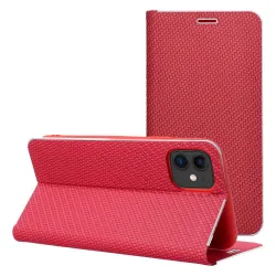 Etui z klapką na iPhone 17 / 18 Luna Book Carbon czerwone