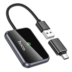 Bezprzewodowy adapter USB A / USB C CarPlay Hoco HU1 czarny