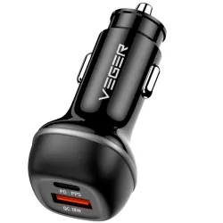 Ładowarka samochodowa VEGER USB A + USB C QC PD 51W CC62-1A1C czarna