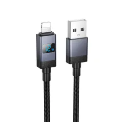 Kabel USB A do Lightning Hoco 2,4A z wyświetlaczem 1 m X118 czarny