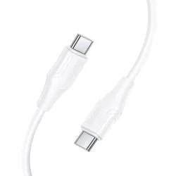Kabel USB C do USB C Hoco 3A 60W silikonowy 1 m X124 biały