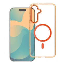 Etui na Samsung S25 FE Frame Clear Hybrid Mag Cover zgodny z MagSafe pomarańczowe