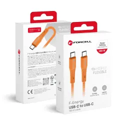Kabel USB-C do USB-C Forcell F-Energy QC4.0 PD 5A 100W Silicone 1 m C347 pomarańczowy