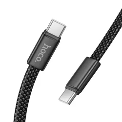 Kabel USB C do USB C Hoco 3A 60W płaski 1 m X125 czarny