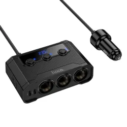 Ładowarka samochodowa Hoco z rozdzielaczem 2xUSB A + 2xUSB C + 3 port zapalniczki QC3.0 PD 240W Z64 czarna