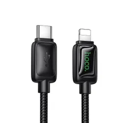 Kabel USB C do Lightning Hoco PD 30W 1,2 m z LCD U146 czarny