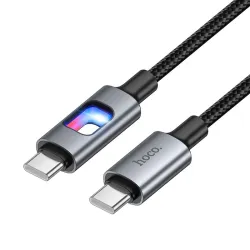 Kabel USB z diodami LED USB C do USB C Hoco 3A 60W 1,2 m U144 czarny