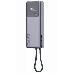 Powerbank Xiaomi 10000 mAh QC PD 165W z wbudowanym kablem USB C PB1165MI z wyświetlaczem LED szary