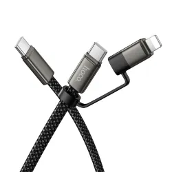 Kabel USB C do USB C/iP Hoco 3A 60W płaski 1 m X125 czarny
