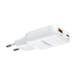 Ładowarka sieciowa do telefonu VEGER USB A + Typ C PD 45W + kabel Typ C do C 100W TR121 biała