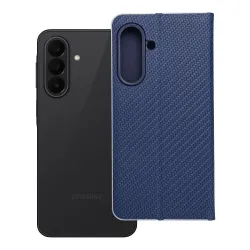 Etui z klapką na Samsung A27 Luna Book Carbon niebieskie