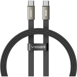 Kabel płaski USB C do USB C VEGER PD 3A 60W 1,2 m CC06-MTB czarny