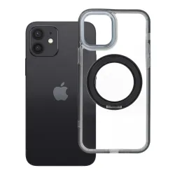 Etui na iPhone 12 Frame Circle Stand zgodne z MagSafe czarne