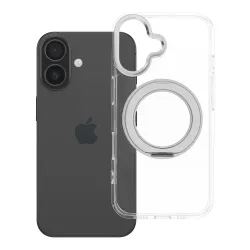 Etui na iPhone 16 Frame Circle Stand zgodne z MagSafe transparentne