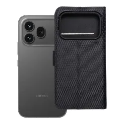 Etui z klapką na Honor 600 PRO 4Card RFID antykradzieżowe tech fabric czarne