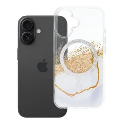 Etui na iPhone 16 Golden zgodne z MagSafe białe