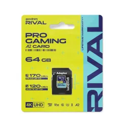 GOODRAM RIVAL Karta pamięci microSD 64GB 100MB/s class 10 UHS-I U3 V30 A2 z adapterem SD