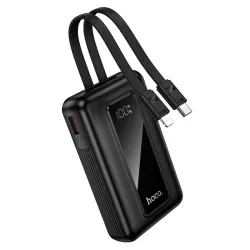 Powerbank 10000 mAh QC PD 22,5W z wbudowanymi kablami USB C + Lightning Hoco J162 czarny
