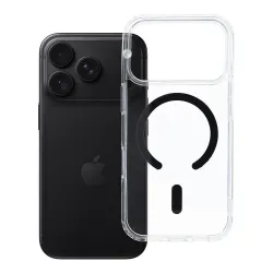 Etui na iPhone 18 Pro / 17 Pro Drop Glue Colorful Ring Mag Cover zgodne z MagSafe czarne