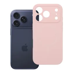 Etui na iPhone 18 Pro / 17 Pro Silicone 2mm (big hole) pudrowy róż