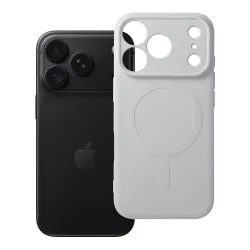 Etui na iPhone 18 Pro / 17 Pro Silicone Mag Cover zgodne z MagSafe (camera protection) srebrne