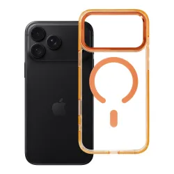 Etui na iPhone 18 Pro Max / 17 Pro Max Frame Clear Hybrid Mag Cover zgodny z MagSafe pomarańczowe