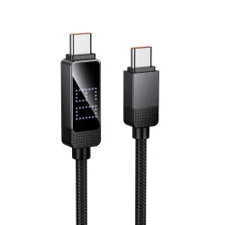 Kabel USB C do USB C Hoco 3A 60W z wyświetlaczem Dot Matrix 1 m U154 czarny