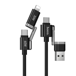 Kabel 4w1 USB A/USB C do USB C/Lightning Hoco 3A 60W 1,2 m U155 czarny
