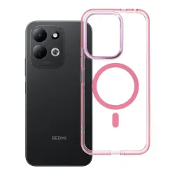 Etui na Xiaomi Redmi 17 4G / 5G Frame Clear Hybrid Mag Cover zgodny z MagSafe pudrowy róż