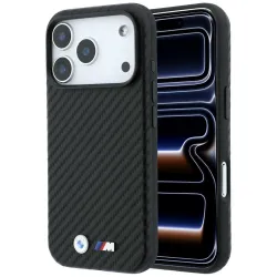 BMW futerał do IPHONE 18 Pro Max/17 Pro Max kompatybilny z MagSafe (Carbon Metal Logo) czarny