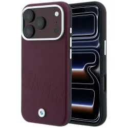 BMW futerał do IPHONE 18 Pro Max/17 Pro Max kompatybilny z MagSafe (Sign Inclined Deboss Letters) burgundowy