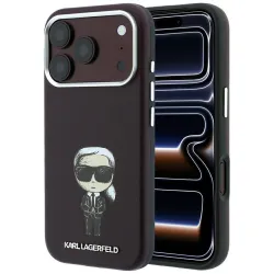 KARL LAGERFELD futerał do IPHONE 18 Pro Max/ 17 Pro max kompatybilny z MagSafe (Smooth Ikonik Sketch) burgundowy