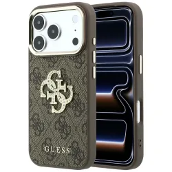 GUESS futerał do IPHONE 18 Pro Max/17 Pro Max (Big Strass Logo 4G) brązowy
