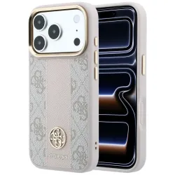 GUESS futerał do IPHONE 18 Pro Max/17 Pro Max kompatybilny z MagSafe (Stripe Round and Classic Logos 4G) różowy