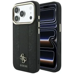 GUESS futerał do IPHONE 18 Pro Max/17 Pro Max kompatybilny z MagSafe (Stripe Peony 4G Logo) czarny