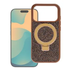 Etui na iPhone 18 Pro Max / 17 Pro Max Quartz Circle Stand Mag Cover brązowe