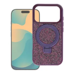 Etui na iPhone 15 Pro Quartz Circle Stand Mag Cover dark cherry