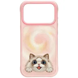 NIMMY futerał BIG EYED LYING RAGDOLL CAT kompatybilny z MagSafe do IPHONE 18 Pro/17 Pro różowy