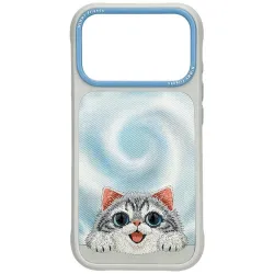 NIMMY futerał BIG EYED LYING SILVER SHADED CAT kompatybilny z MagSafe do IPHONE 18 Pro Max/17 Pro Max szary
