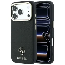 GUESS futerał do IPHONE 18 Pro/17 Pro kompatybilny z MagSafe (Saffiano Small 4G & Classic Logo) czarny
