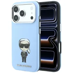 KARL LAGERFELD futerał do IPHONE 18 Pro Max/ 17 Pro Max kompatybilny z MagSafe (Smooth Ikonik Sketch) jasno niebieski