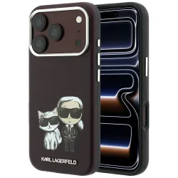 KARL LAGERFELD futerał do IPHONE 18 Pro Max/ 17 Pro Max kompatybilny z MagSafe (Smooth Karl & Choupette Bodies) burgundowy