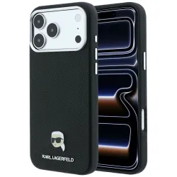 KARL LAGERFELD futerał do IPHONE 18 Pro/ 17 Pro kompatybilny z MagSafe (Grained Karl Head Metal) czarny