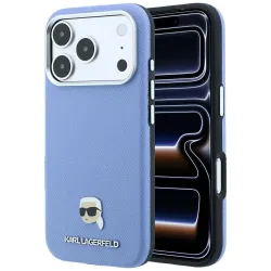 KARL LAGERFELD futerał do IPHONE 18 Pro Max/ 17 Pro Max kompatybilny z MagSafe (Grained Karl Head Metal) jasno niebieski